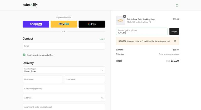 Mint & Lily Promo Codes - $15 Off | December 2024