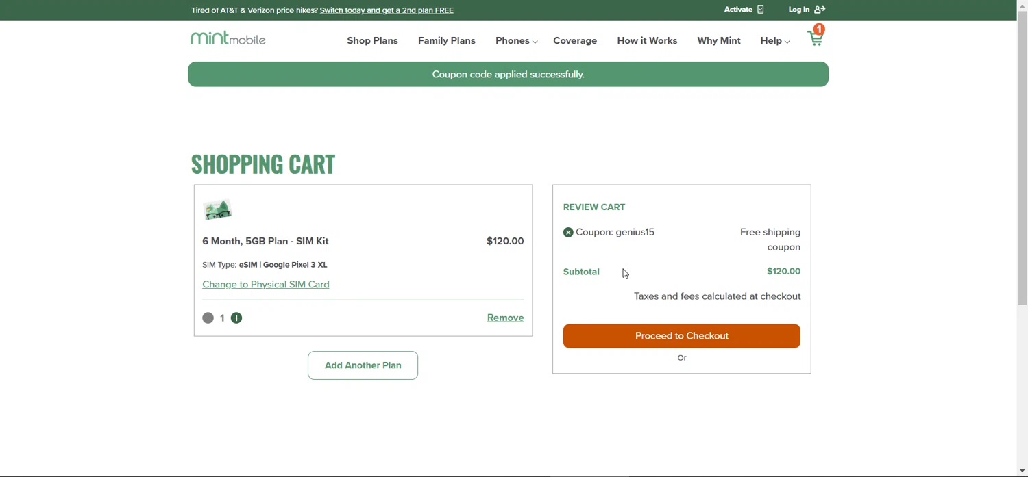 where to use Mint Mobile promo code box