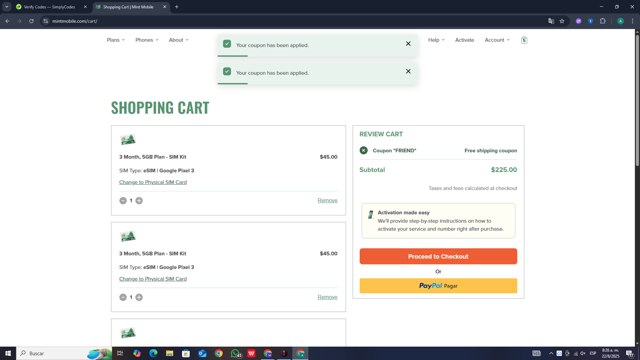 Mint Mobile checkout page showing Mint Mobile promo code box | Screenshot taken by SimplyCodes community member on Aug 22, 2025