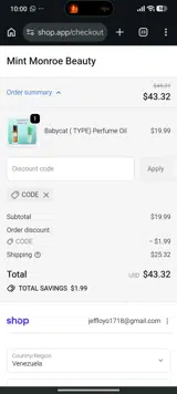 CODE coupon verification screenshot