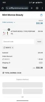 NEW10 coupon verification screenshot