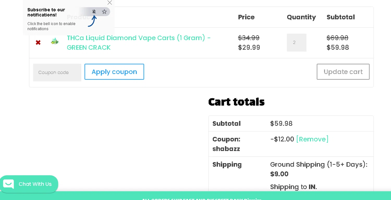 Mints Market coupon code screenshot showing code SHABAZZ applied at Mints Market checkout page. Uploaded by SimplyCodes community member shark12 on Dec 4, 2025