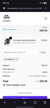 Honey10 coupon verification screenshot