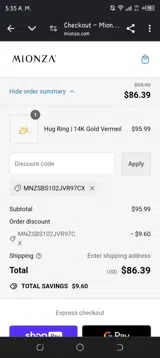 MNZSBS102JVR97CX coupon verification screenshot