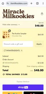 INFANTINSIGHTS coupon verification screenshot