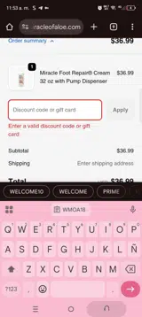 WMOA18 coupon verification screenshot