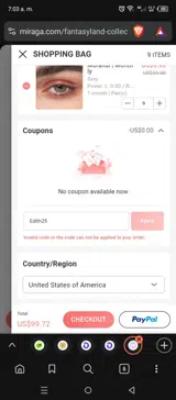 Edith25 coupon verification screenshot