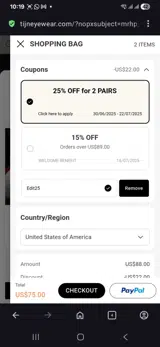 Edith25 coupon verification screenshot