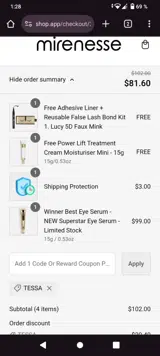 Mirenesse coupon verification screenshot