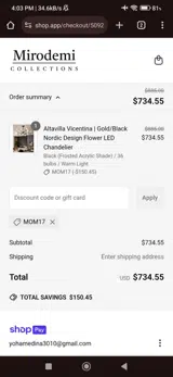 Mirodemi coupon verification screenshot