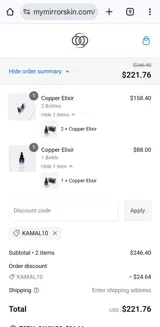 KAMAL10 coupon verification screenshot