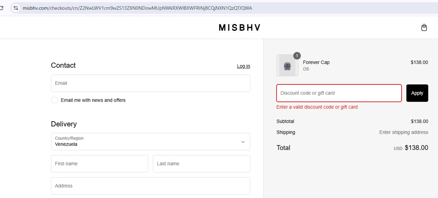 MISBHV promo code screenshot showing code BLACK30 applied at MISBHV checkout page. Uploaded by SimplyCodes community member BonusShopper7805 on Feb 25, 2025