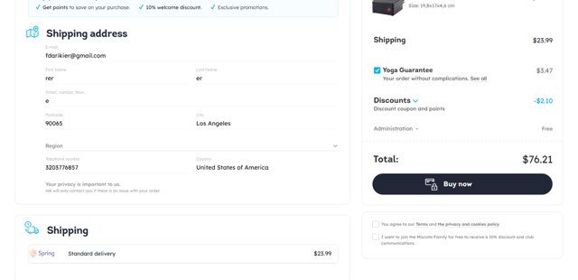 Miscota checkout page showing Miscota promo code box | Screenshot taken by SimplyCodes community member on Jul 25, 2025
