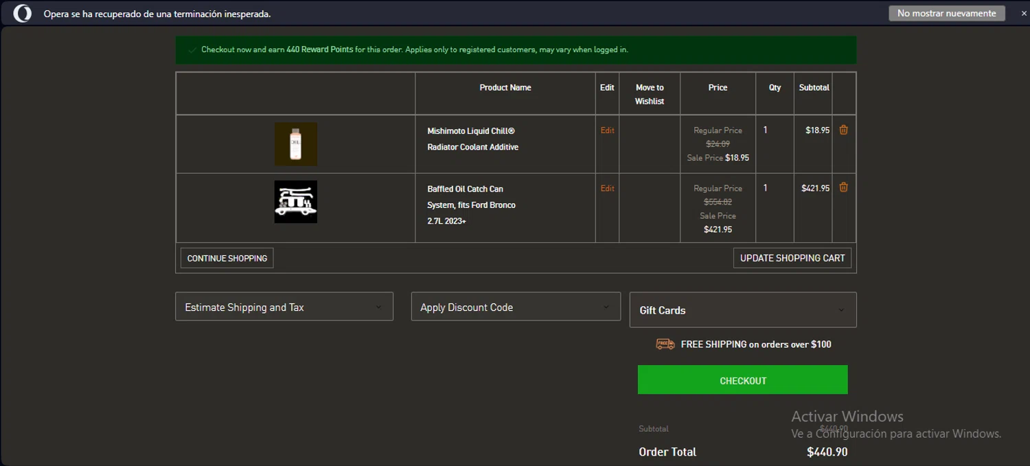 where to use Mishimoto promo code box