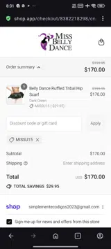 MISSU15 coupon verification screenshot