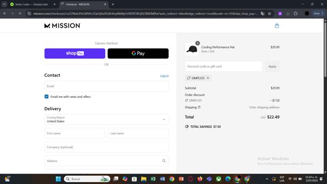 Mission checkout page showing Mission discount code box | Screenshot taken by SimplyCodes community member on May 2, 2025