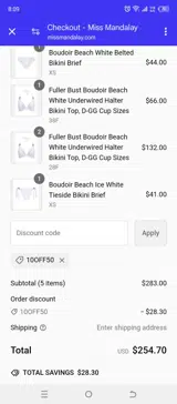 10OFF50 coupon verification screenshot
