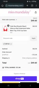 BFF20 coupon verification screenshot