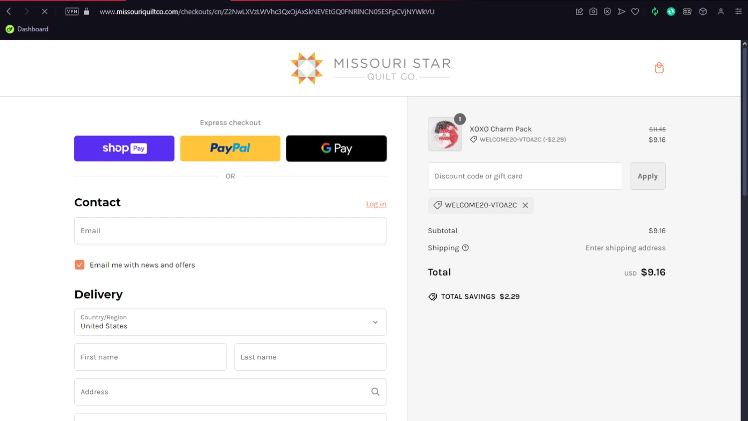 how to use Missouri Star Quilt Co coupons