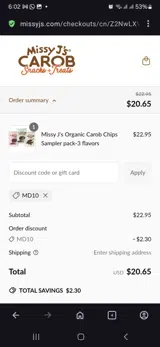 Missyjs coupon verification screenshot