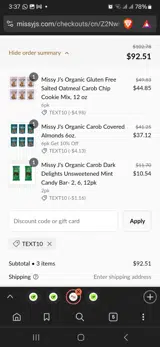 Missyjs coupon verification screenshot
