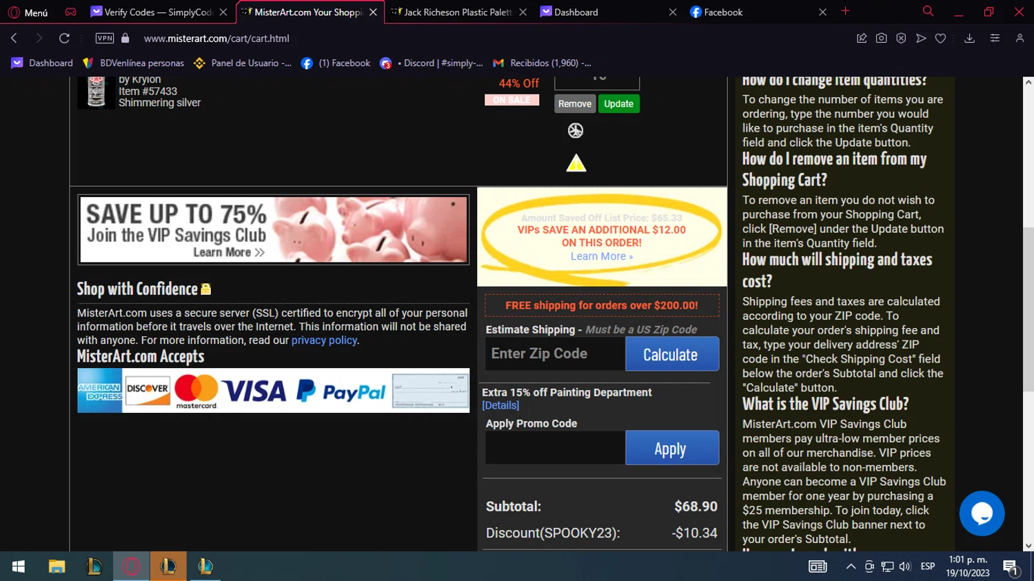 where to use MisterArt promo code box