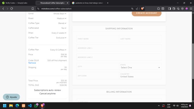 MistoBox checkout page showing MistoBox promo code box | Screenshot taken by SimplyCodes community member on Aug 4, 2025