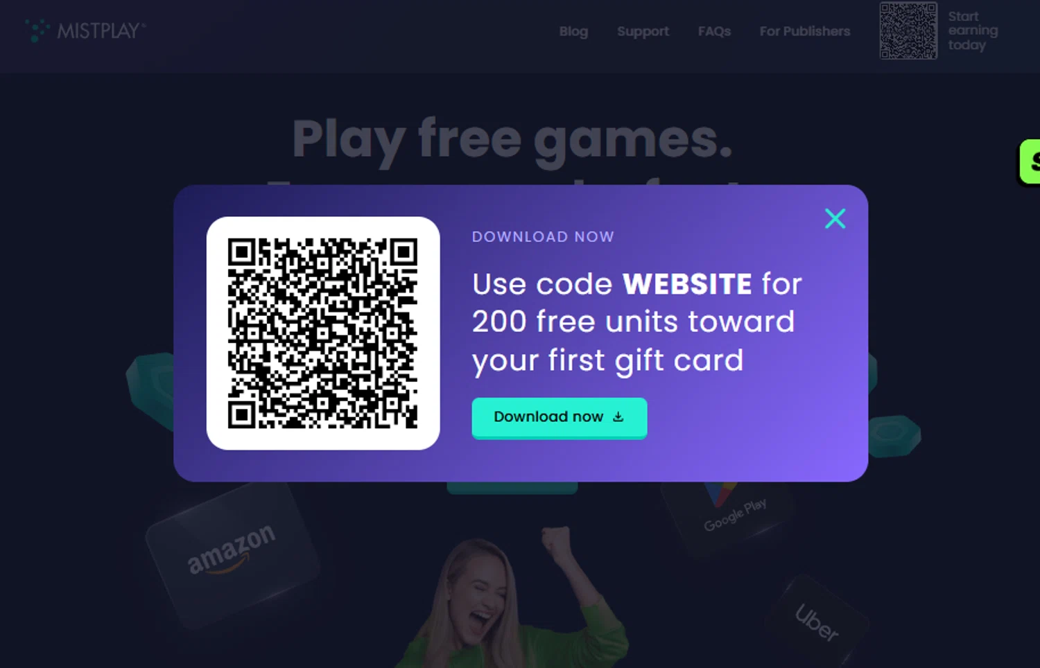 Mistplay US promo code screenshot showing code WEBSITE applied at Mistplay US checkout page. Uploaded by SimplyCodes community member SimplyCVerlie on Jan 14, 2026