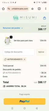 SELFCARE15 coupon verification screenshot
