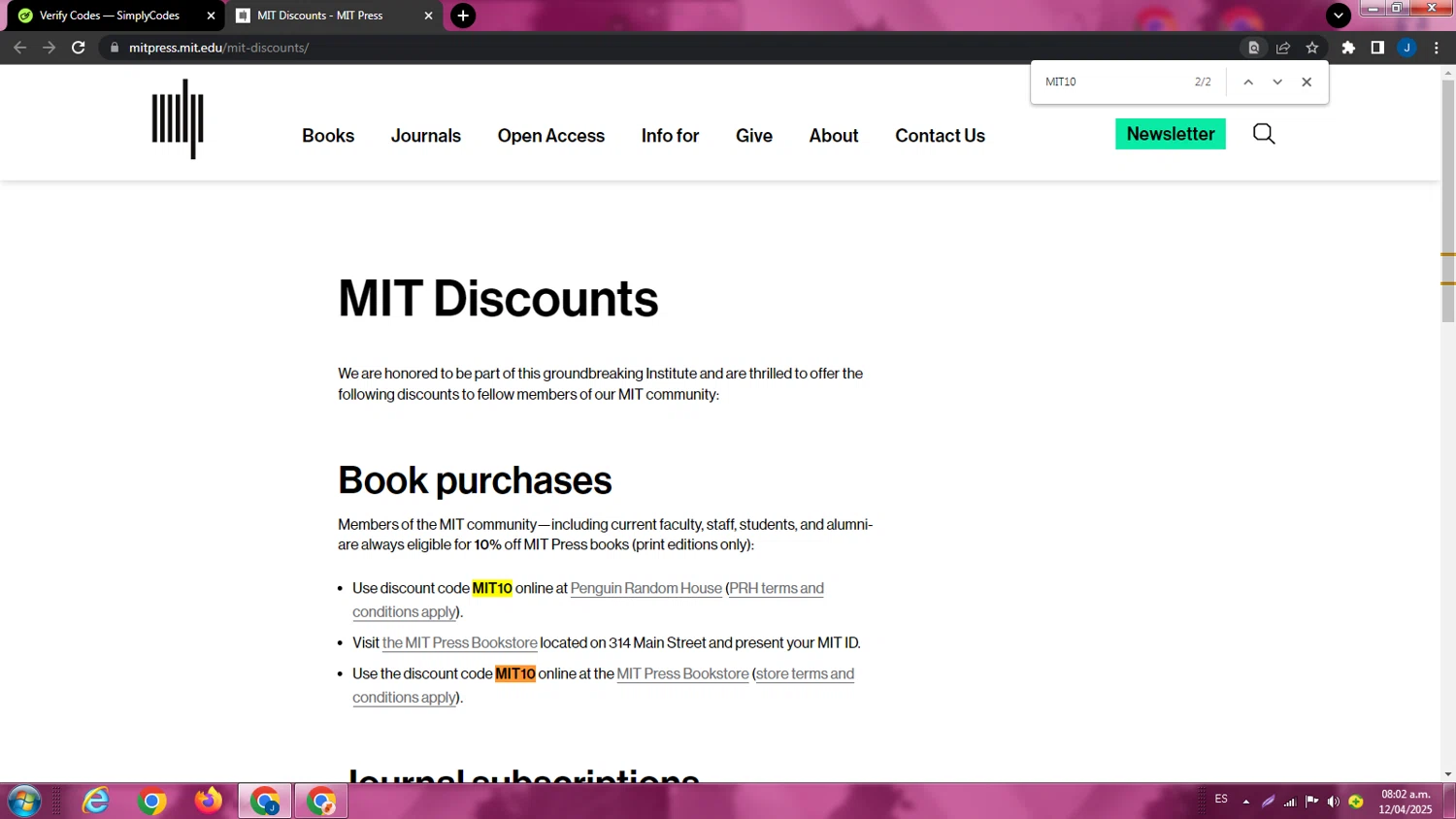 MIT Open Learning promo code screenshot showing code MIT10 applied at MIT Open Learning checkout page. Uploaded by SimplyCodes community member ExtraordinaryPhoenix9295 on Apr 12, 2025
