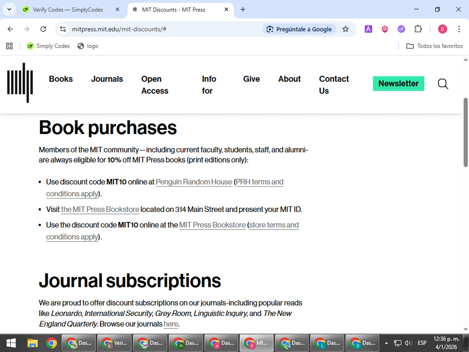 MIT Open Learning promo code screenshot showing code ZMITALUM applied at MIT Open Learning checkout page. Uploaded by SimplyCodes community member bombontropical on Jan 4, 2026