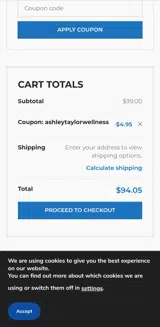ASHLEYTAYLORWELLNESS coupon verification screenshot