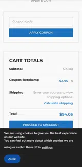 KETOKAMP coupon verification screenshot