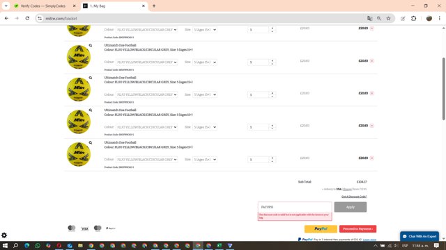 Mitre checkout page showing Mitre discount code box | Screenshot taken by SimplyCodes community member on Sep 8, 2025