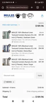 NEW50 coupon verification screenshot