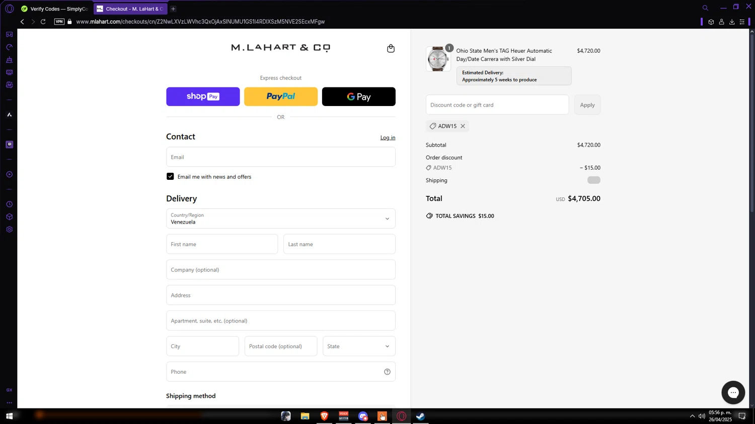 M.LaHart promo code screenshot showing code ADW15 applied at M.LaHart checkout page. Uploaded by SimplyCodes community member Vipera on Apr 26, 2025