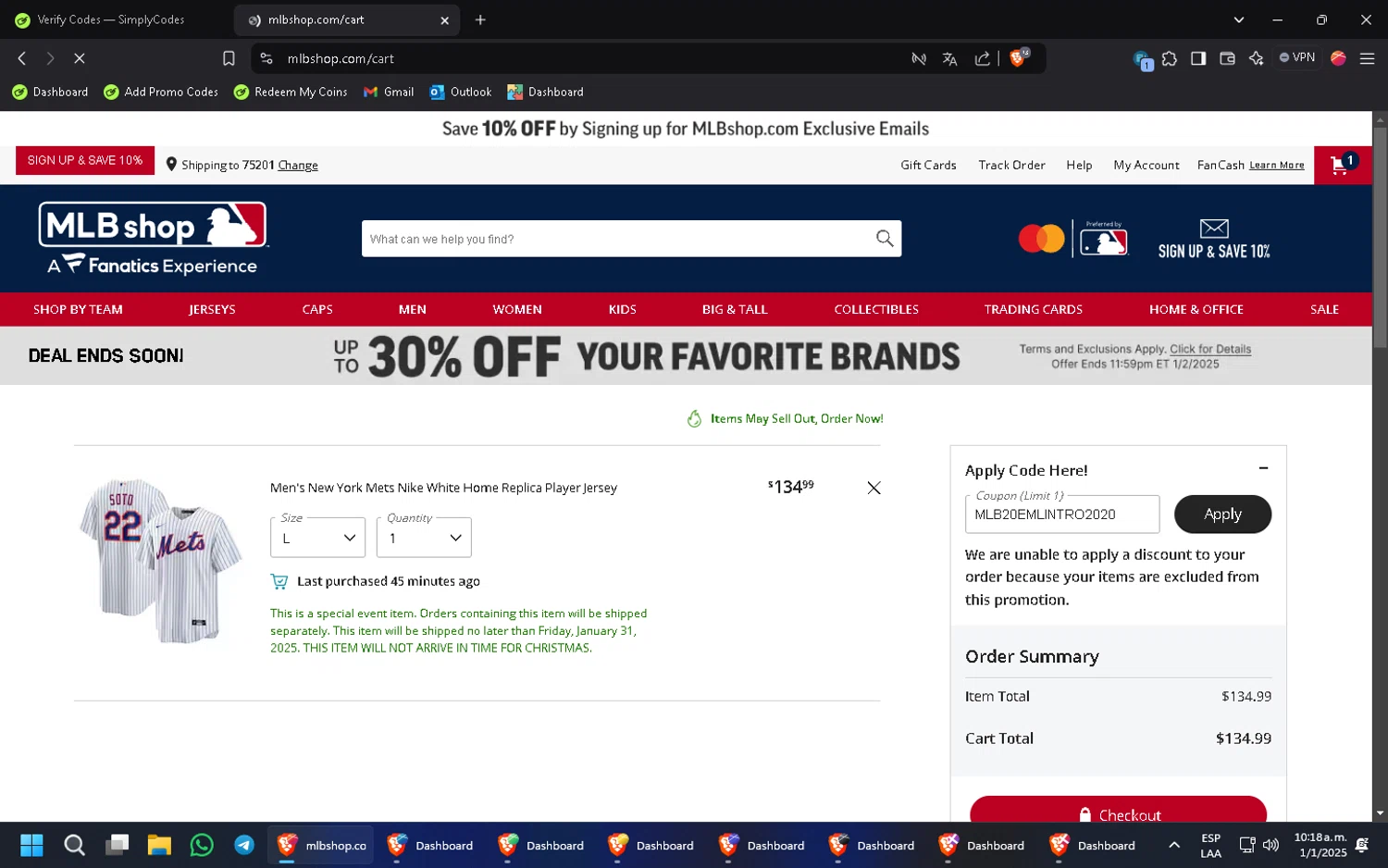 MLBshop.com Coupon Codes - 10% Off | January 2025