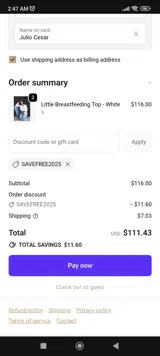 savefree2025 coupon verification screenshot