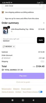 NEWDAY coupon verification screenshot