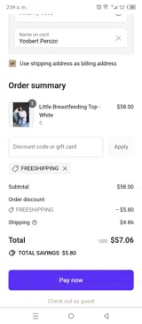 FREESHIPPING coupon verification screenshot