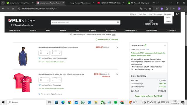 MLSStore.com checkout page showing MLSStore.com promo code box | Screenshot taken by SimplyCodes community member on Sep 7, 2025