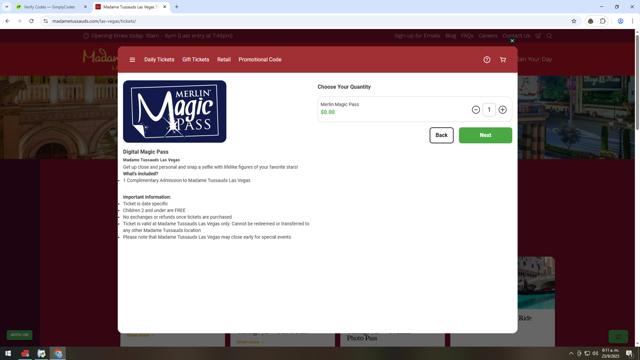 Madame Tussauds Las Vegas checkout page showing Madame Tussauds Las Vegas promo code box | Screenshot taken by SimplyCodes community member on Sep 23, 2025