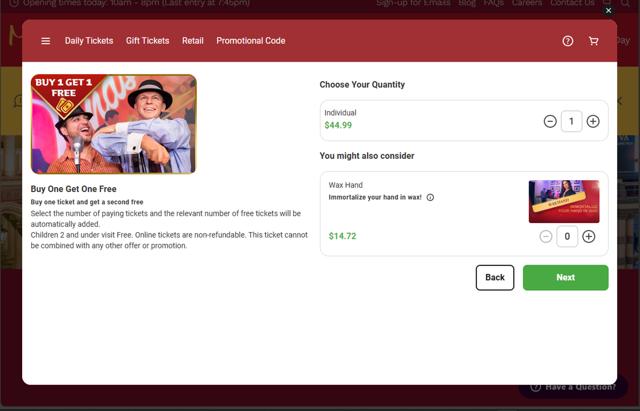Madame Tussauds Las Vegas checkout page showing Madame Tussauds Las Vegas promo code box | Screenshot taken by SimplyCodes community member on Sep 11, 2025