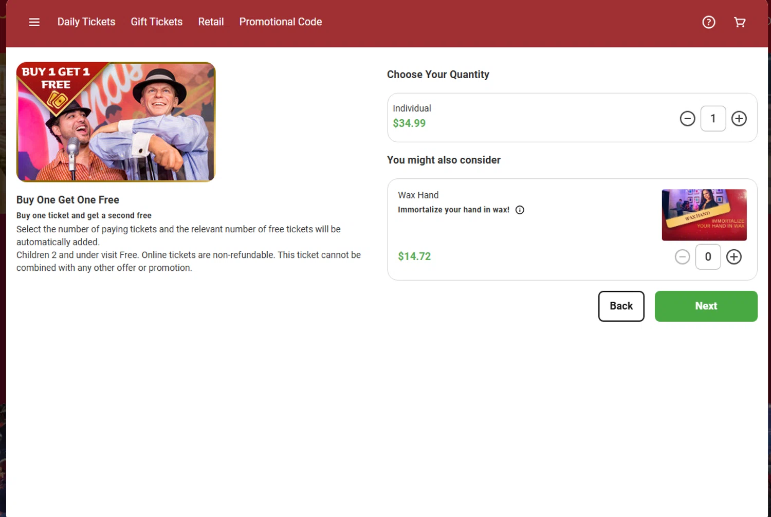 Madame Tussauds Las Vegas checkout page showing Madame Tussauds Las Vegas promo code box | Screenshot taken by SimplyCodes community member on Feb 3, 2026
