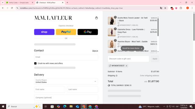 M.M. LaFleur checkout page showing M.M. LaFleur discount code box | Screenshot taken by SimplyCodes community member on Sep 13, 2025