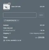 FauxFeast25 coupon verification screenshot