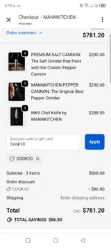 Cook10 coupon verification screenshot