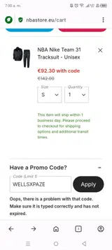 WELLSXPAZE coupon verification screenshot