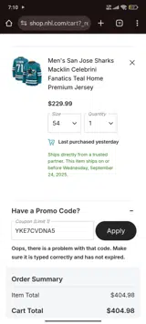 YKE7CVDNA5 coupon verification screenshot