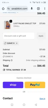 Moana Bikini coupon verification screenshot